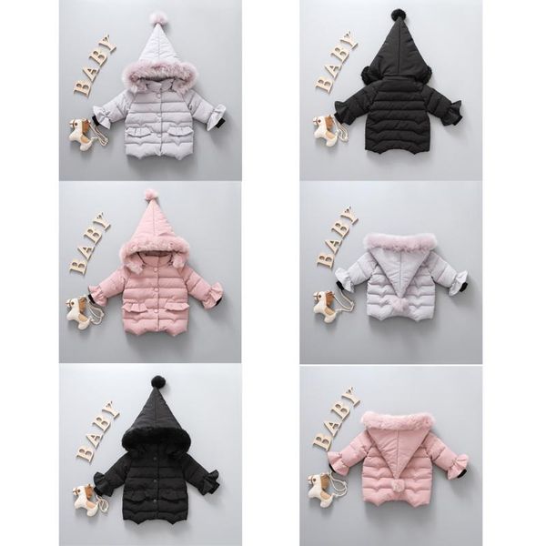 

coat arrival winter girls outwear children's pointed cap hooded jackets handsome kid long sleeve windbreaker, Blue;gray