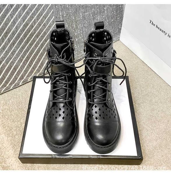 

boots women's 2021 net red summer thin breathable flat bottom, Black