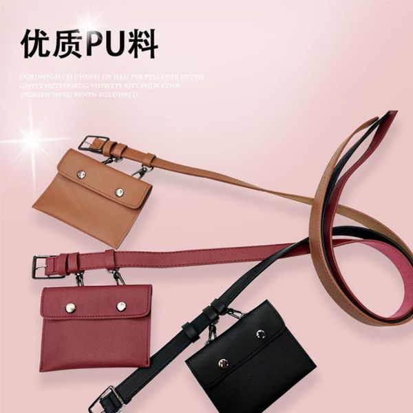 

belts fashion personality decoration mini waist preputial belt for men and women korean versatile pu manufacturers direct sales, Black;brown