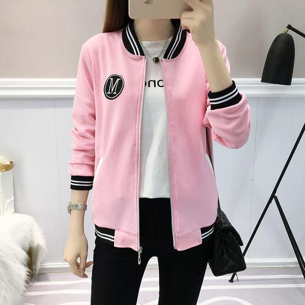 

spring new casual zipper jacket women plus size m-5xl korean loose long sleeve stand baseball coats fashion unlined outwear 2021, Black;brown