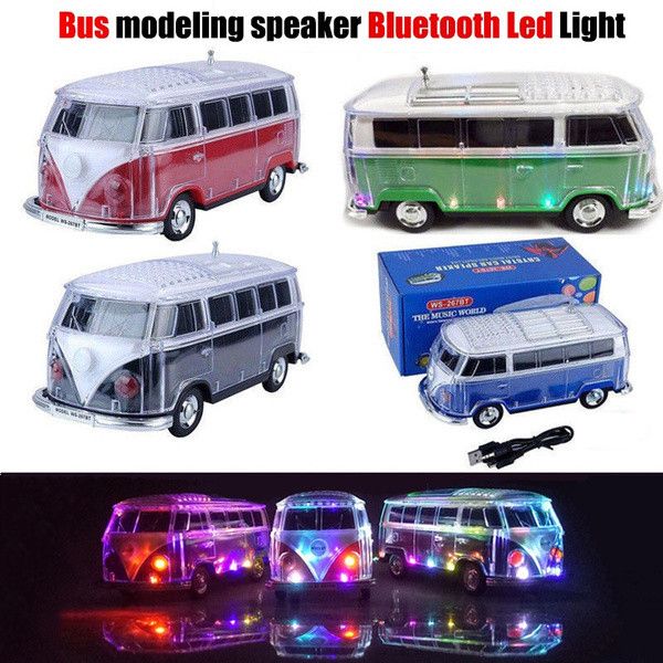 2021 NEUE Tragbare Mini Bus Lautsprecher Auto-Player Audio FM Drahtlose Bluetooth LED Licht USB/TF Karte Stereo Lautsprecher