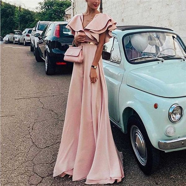 

casual dresses bohemian summer women robe femme v-neck party night pink elegant maxi nln5, Black;gray