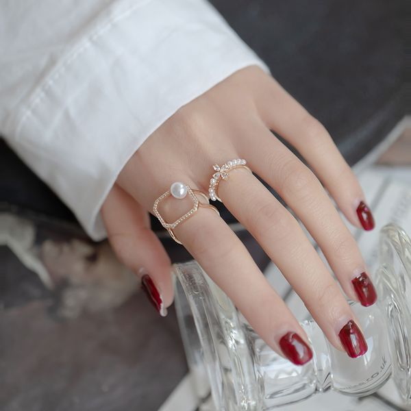 

jiezi093 ring female light luxury niche design exquisite ins tide high sense of fashion and personality contracted temperament ms, Silver