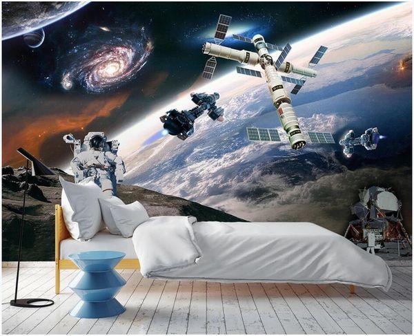 

wallpapers 3d wall murals wallpaper for living room moon landing space station spacecraft home decor po walls 3 d
