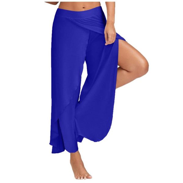 

women's pants & capris wide-leg solid color split high stretch exercise yoga leisure fashion comfortable pantalones de mujer #h, Black;white