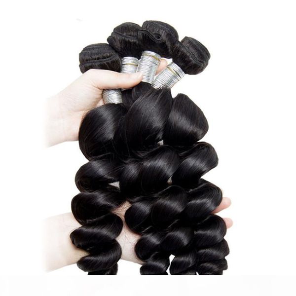 

loose wave human hair products 4 lots 400gr unprocessed hair weave virgin hair bundle, Black