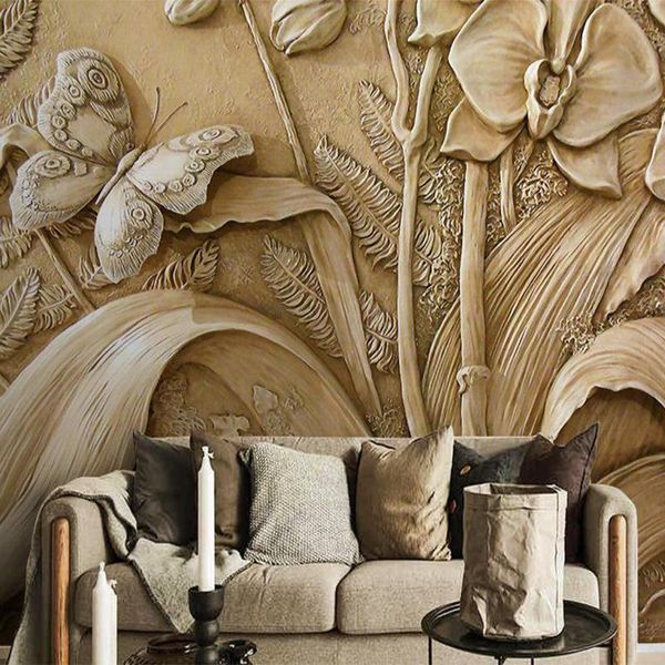 

wallpapers custom wallpaper mural imitation sculpture flower home decoration