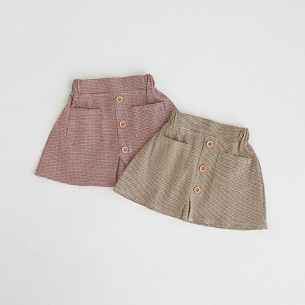 

skirts #k06111 baby high waist buttons pocket girls skirt1, Blue