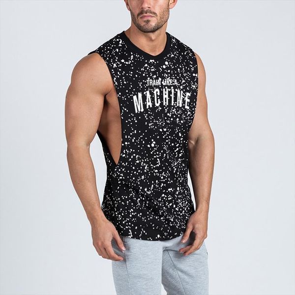 

fashion mens clothing cut men off tank bodybuilding gym fitness vest sleeveless shirts workout o neck, White;black