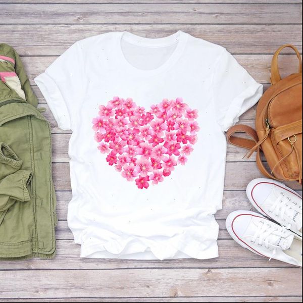 

womens t shirts floral flower lady watercolor romantic clothing cute floral women print ladies t graphic female tee t shirt, White