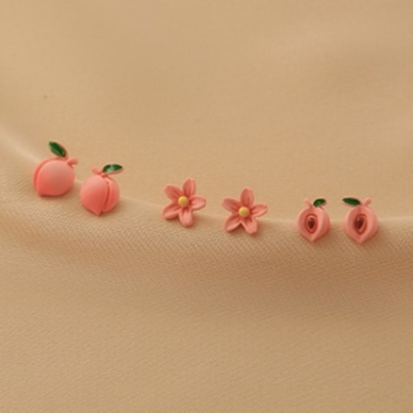 

flower trace peach blossom earrings simple small combination sweet female