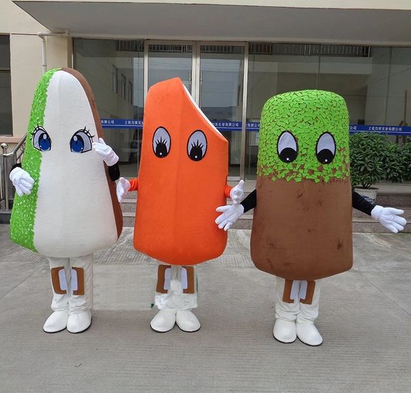 

colorful popsicle ice cream mascot costumes halloween fancy party dress cartoon character carnival xmas easter advertising birthday party co, Red;yellow