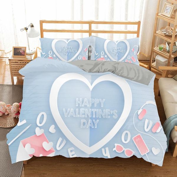 

bedding sets valentine's day gift for 2 people couple beds lover heart shape print 3pcs double king  quilts duvet cover set