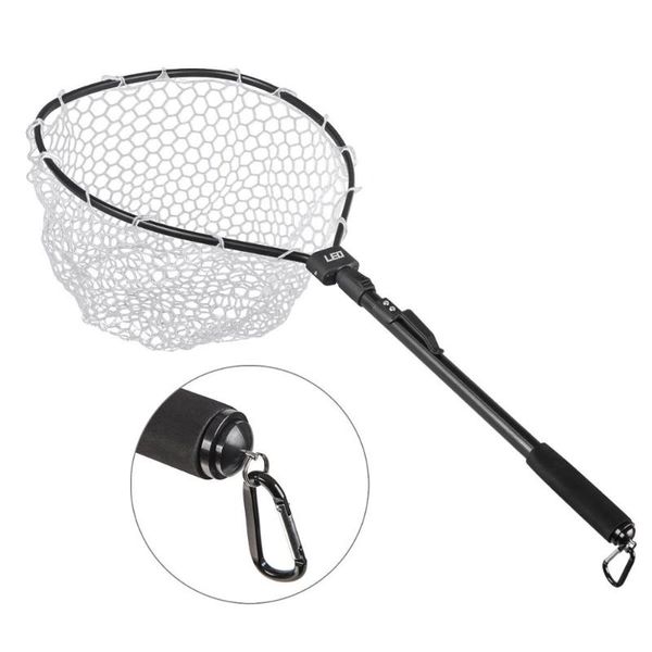 

folding dip net 85cm hand rubber net aluminum alloy handle outdoor fishing