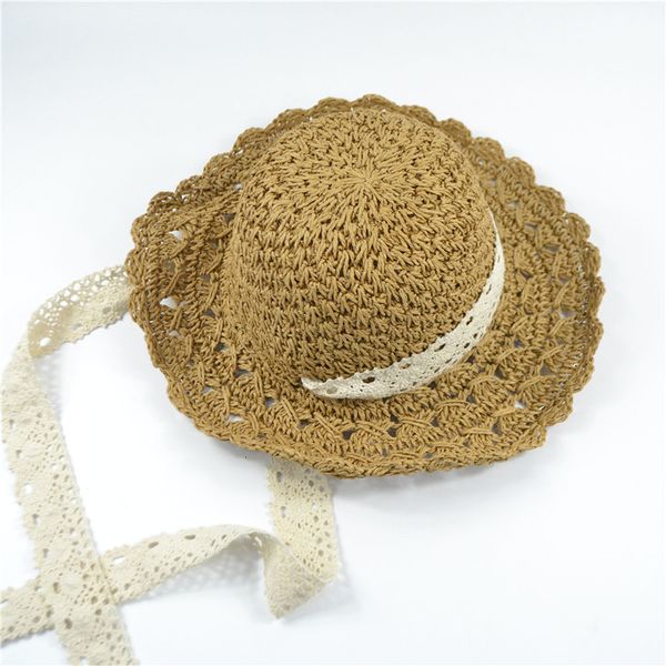 

version foldable sweet lace big brim straw hat women's hollow out beach holiday summer sun hat, Blue;gray