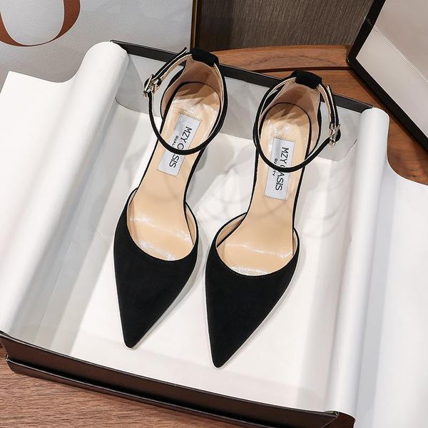 

dress shoes 2021 classic high heels women's sandals summer ladies strappy pumps platform woman ankle strap, Black