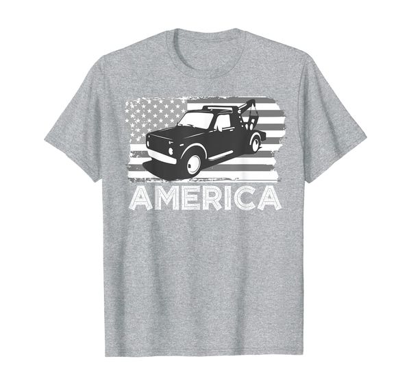 

american tow truck driver | patriotic pick-up t-shirt gift, White;black