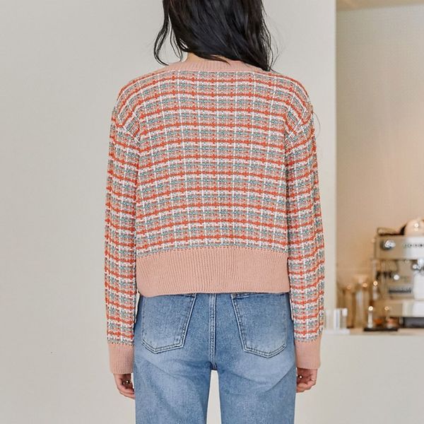 

2021 new vintage single-breasted cropped cardigans elegant plaid knitted cardigan women sweater casual harajuku sweaters 3ogy, White;black