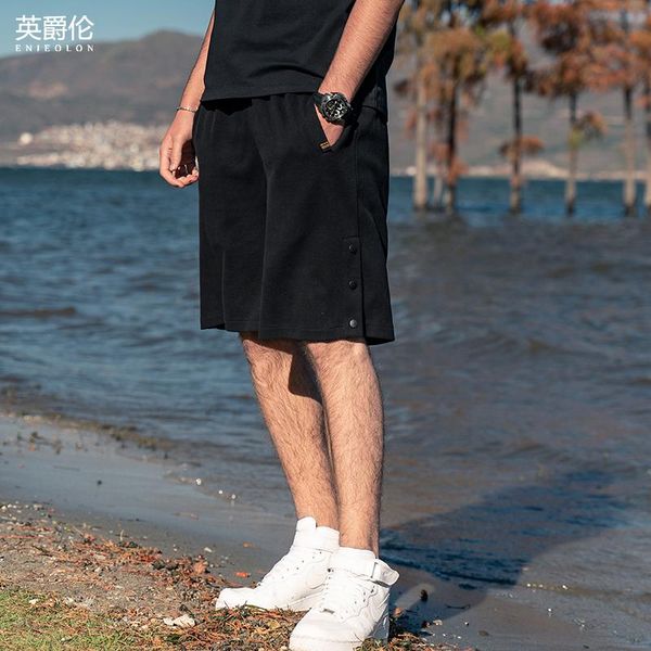 

men's shorts enjeolon 2021 summer men casual sports solid color loose straight pocket plus size mens clothing k6506, White;black