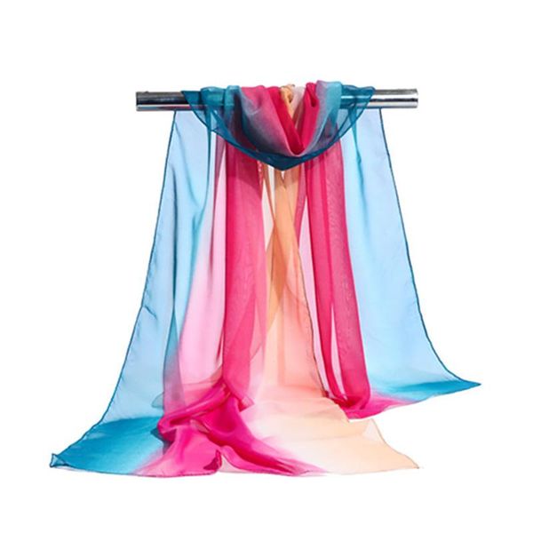 

scarves fashion gradient color scarf women chiffon long shawl summer breathable beach sun protection elegant, Blue;gray