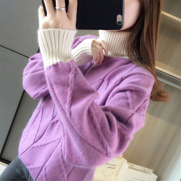 

high collar sweater for women in autumn and winter, White;black