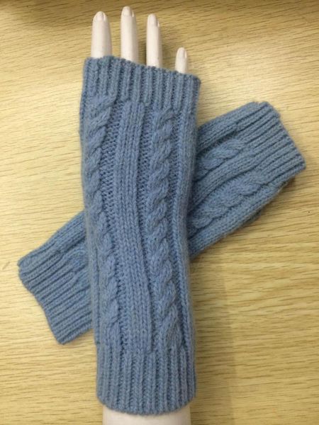 

fingerless gloves solid color hand knitted women' wrist arm warmer winter mitten dropship, Blue;gray