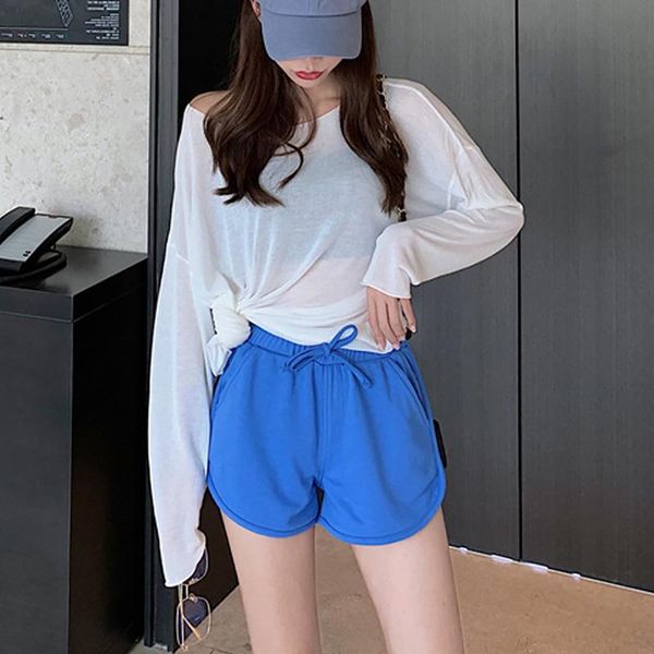 

women's shorts ladies 2021 summer casual high waist fashion female black white solid color loose beach plus size, White;black