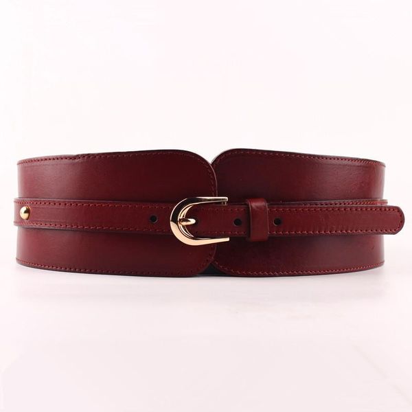 

belts 100% cowskin wide belt for women ceinture femme elastic waistband female vintage genuine leather buckles, Black;brown
