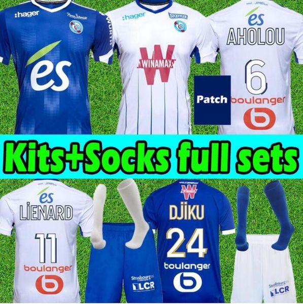 

21/22 rc strasbourg alsace soccer jerseys maillot de djiku thomasson lala mothiba sissoko football shirt hommes men kids kit socks full sets, Black;yellow