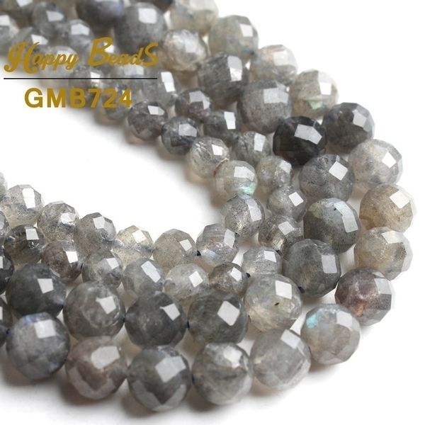 

natural gem faceted grey labradorite stone loose spacer beads for jewelry making diy bracelet necklace 7.5inches 6mm/8mm