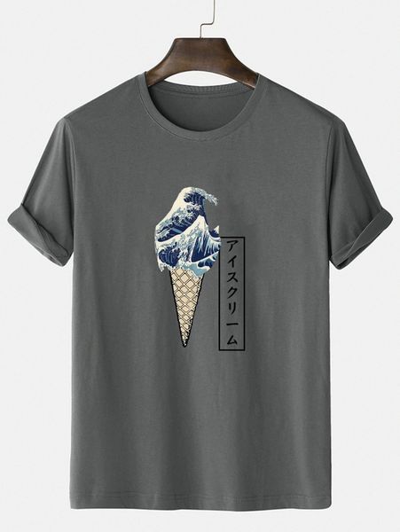 

men japanese letter & wave print tee z3gw#, White;black