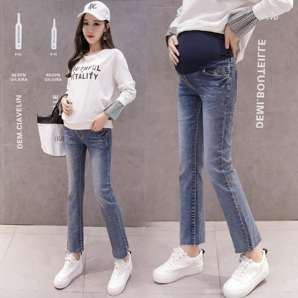 

maternity bottoms pregnant women wear bell-bottom pants for in autumn, White