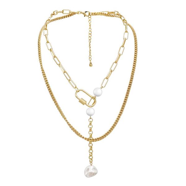 

pyjtrl punk multi layer chunky thick pearl pendant choker necklace, Silver