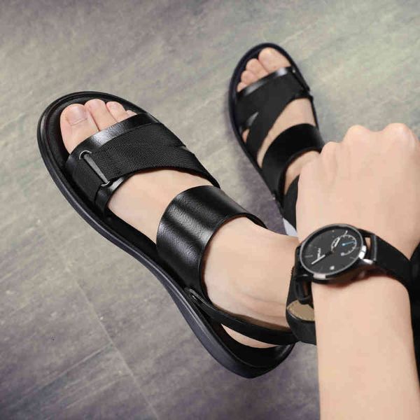 

slippers men trending summer outdoor leisure anti-slip beach luxury sandals fashion brand shoes indoor bath slides 9c3r, Black