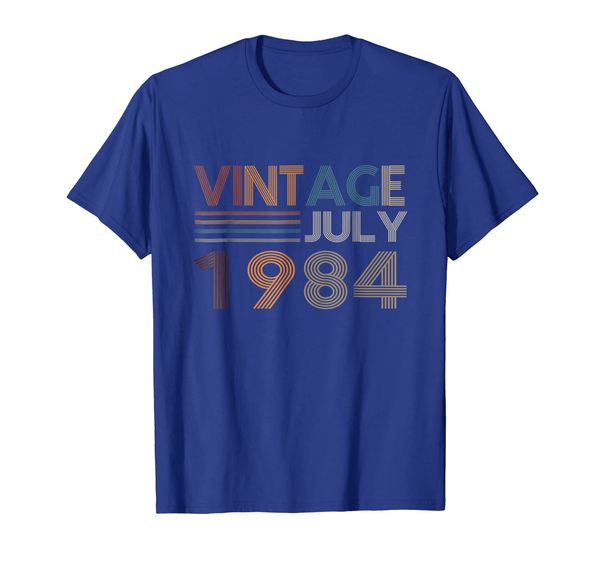

Retro Vintage July 1984 T-Shirt 34th Birthday 34 Yrs Old, White;black