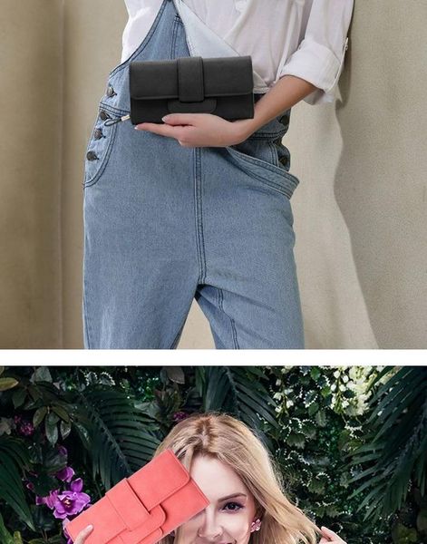 

wallets 2021 women's wallet long fashion folding bag ladies clutch card holder, Red;black