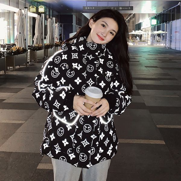 

brand luminous down 2021 new women's bread net red cotton cloth coat, Black