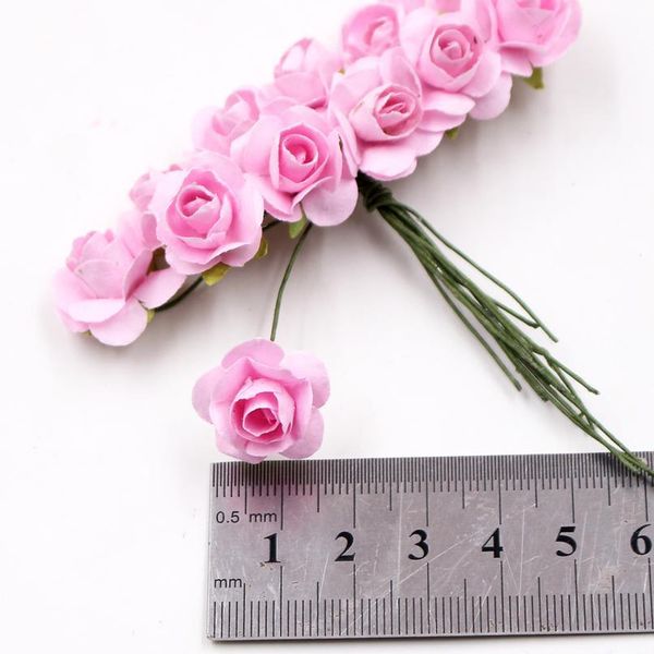 

12pcs/lot mini paper rose artificial flowers bouquet wedding christmas decoration craft gift box diy wreath scrapbooking jllwol
