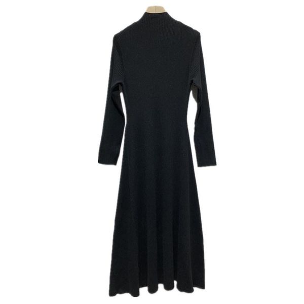 

casual dresses women dress spring autumn long sleeve stand collar a-line mid-calf length slim elegant high street chic stunning fashion, Black;gray