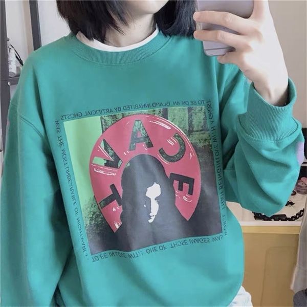 

2021 new 21ss portrait couples sweatshirt kanye west hip hop harajuku hoodie men women ewbp, Black