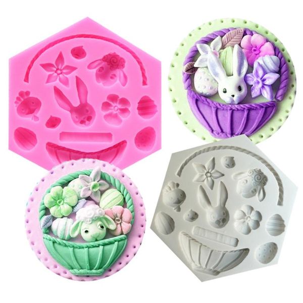 

3d flower basket silicone mould cookie biscuit cake fondant decoration easter chilren's egg chocolate baking tools