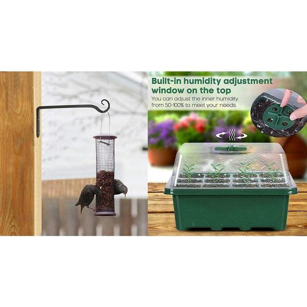 

hooks & rails 2 pack wall hook hanging plant bracket with 5pack seed starter trays seedling tray