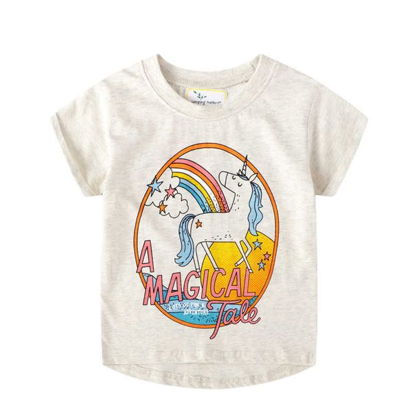 Jumping Meters Summer Unicorns Girls T-shirt Top per bambini Abbigliamento Cotton Animals Tees Baby Wear 210529