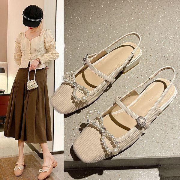 

sandals female sandal low-heeled shoes with strap 2021 women's square toe mary jane girls fashion comfort closed bow velv, Black
