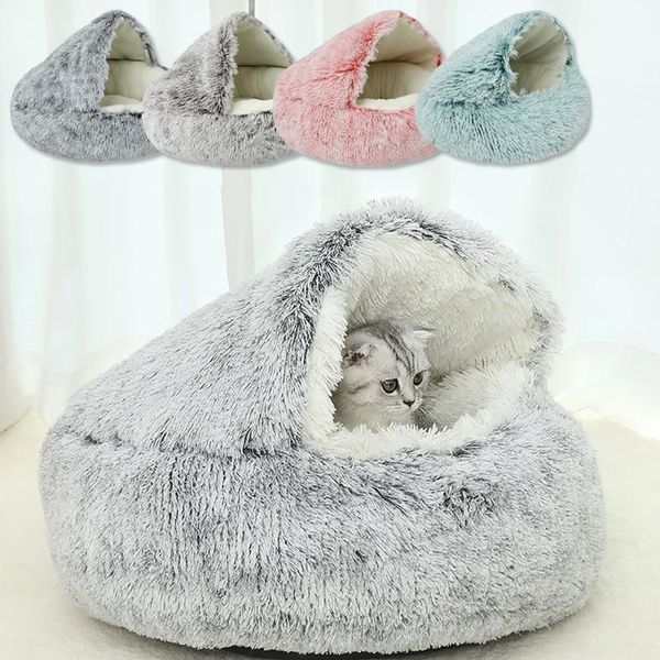 

cat beds & furniture 40/50cm plush pet bed cute round soft nest winter warm small dog kennel sleeping for puppy kitten house supplies