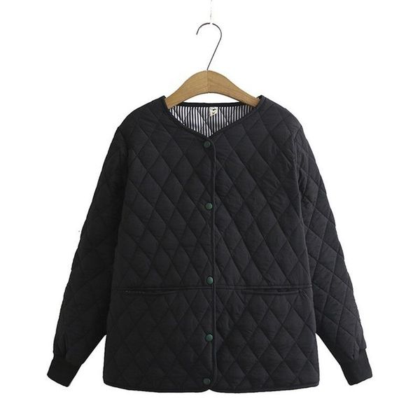 

plus size outerwear & coats xl-4xl women's winter casual vintage button up baseball jackets, Black