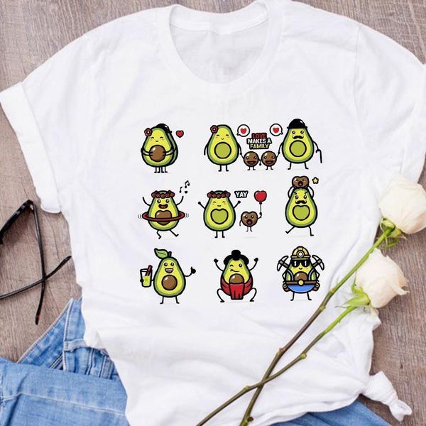 

women graphic avocado family sweet cartoon fruit clothes floral lady tees print clothing female t shirt womens t-shirt, White
