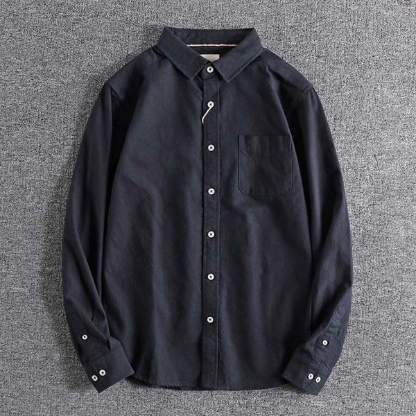 

2021 new arrival japanese simple cotton casual foreign trade original single color men's long sleeve shirt 980 asmj, White;black