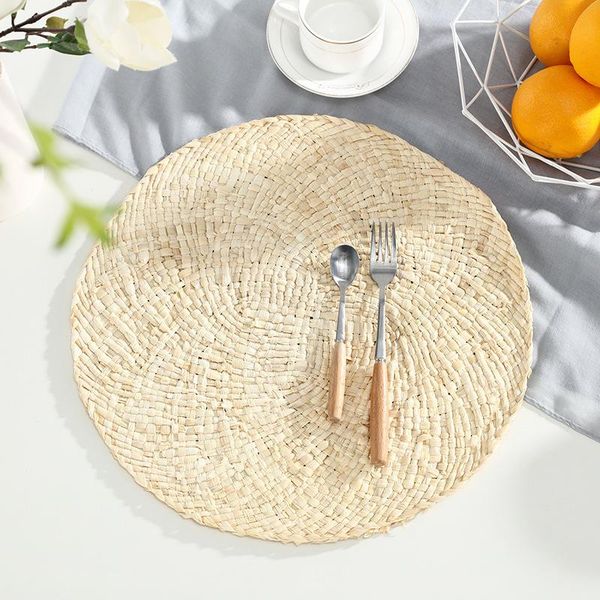 

mats & pads corn stalk weave placemat round japanese pographic props home decoration fall fabric pad assiettes accessory mat