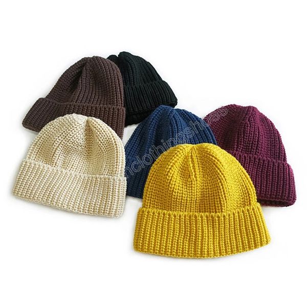 

winter baby knit beanie hat for children accessories girls boys elastic baby bonnet hats 2-8y, Yellow
